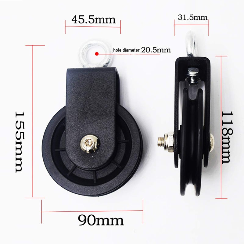 LFJ 3.54 in/90 mm Cable Pulley 360 Degree Rotation Traction Wheel for LAT Pulley System DIY Attachment Lifting Blocks,hoists,Ladder Lift, Gym Equipment, DIY Home Projects, Clothesline, Shop Lifts (1) - Image 3